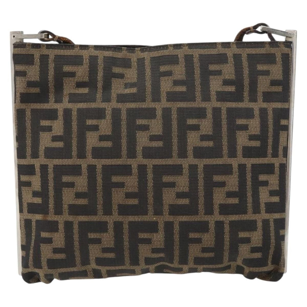 Fendi Vintage Shoulderbag Canvas Brown Canvas Shoulder Bag Bag (Pre-Owned)