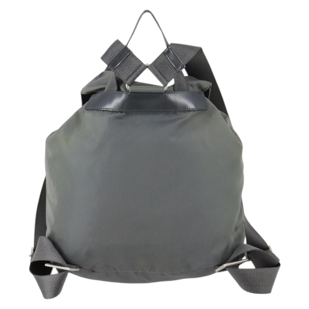 Prada Double Front Pocket Backpack Tessuto Gray Nylon Backpack Bag (Pre-Owned)