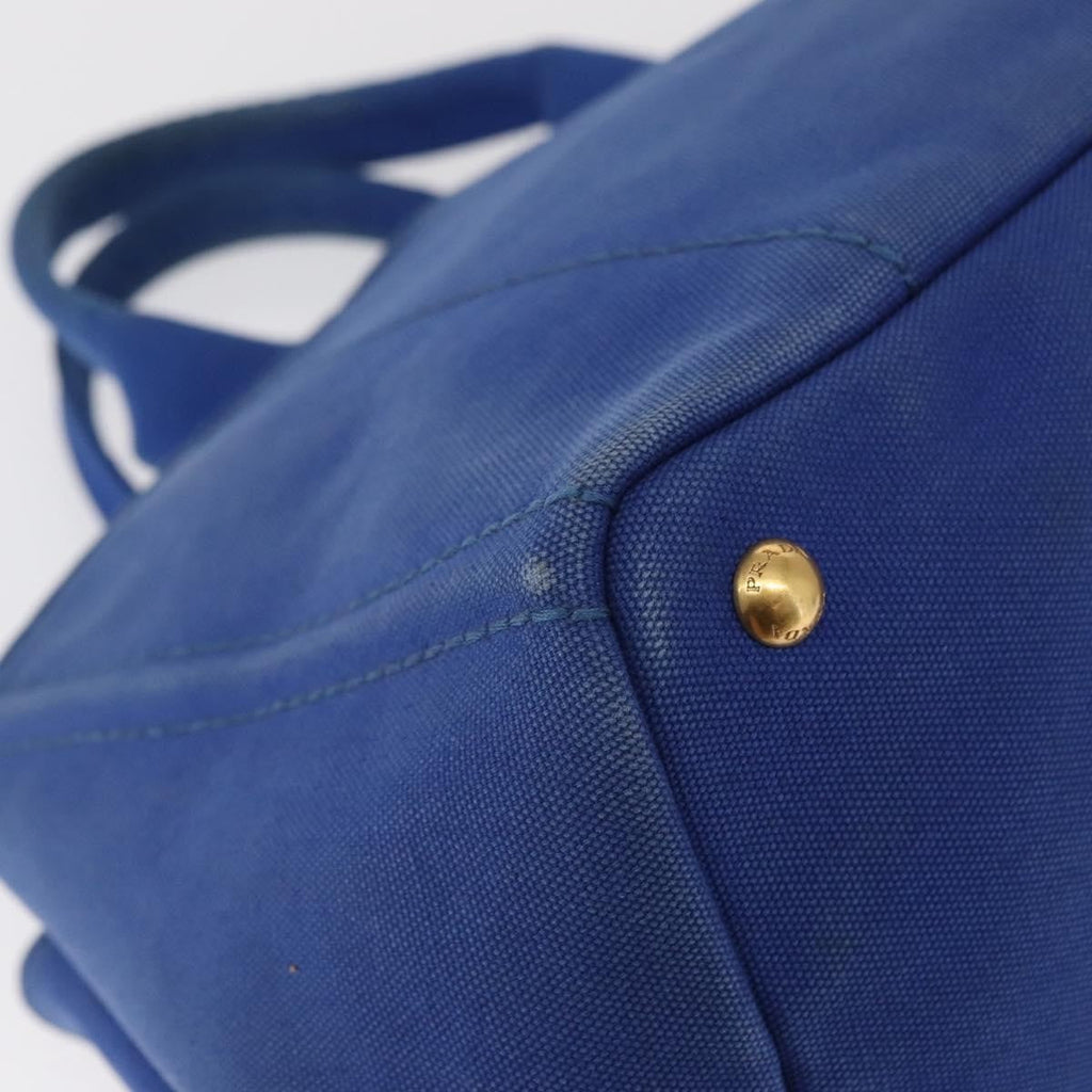 Prada Canapa Open Tote Canvas Blue Canvas Tote Bag Bag (Pre-Owned)