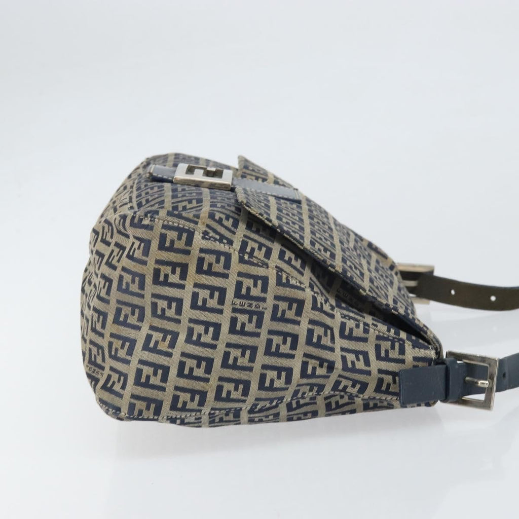 Fendi Mamma Baguette Zucchino Canvas Navy Canvas Shoulder Bag Bag (Pre-Owned)