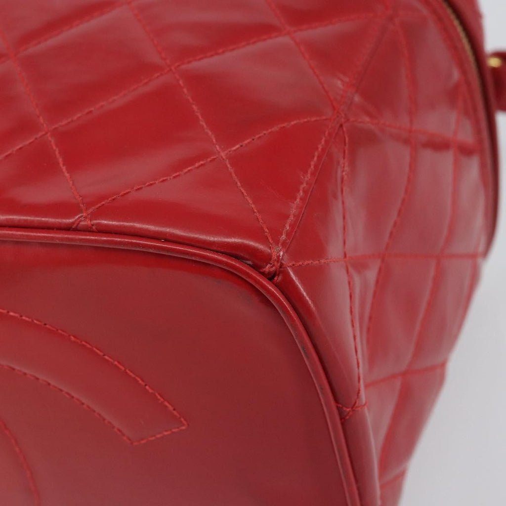 Chanel Vintage Vanity Case Patent Red Patent_Leather Handbag (Pre-Owned)