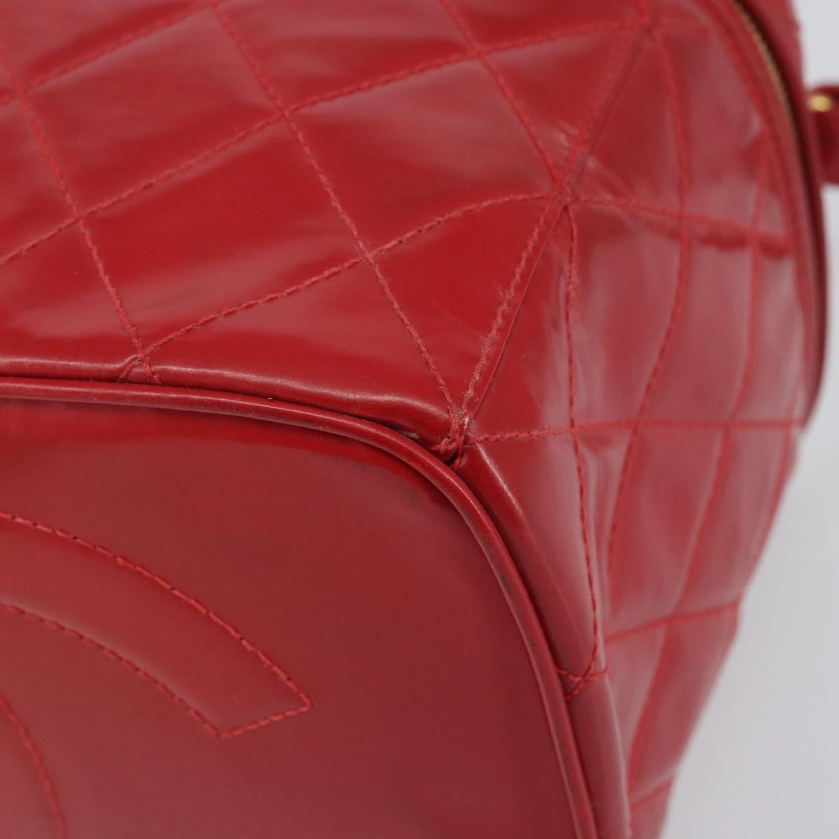 Chanel Vintage Vanity Case Patent Red Patent_Leather Handbag (Pre-Owned)