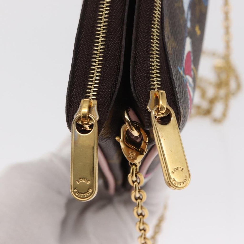 Louis Vuitton Double Zip Pochette Limited Edition Vivienne Xmas Monogram Canvas Brown Canvas Clutche & Pouche Bag (Pre-Owned)