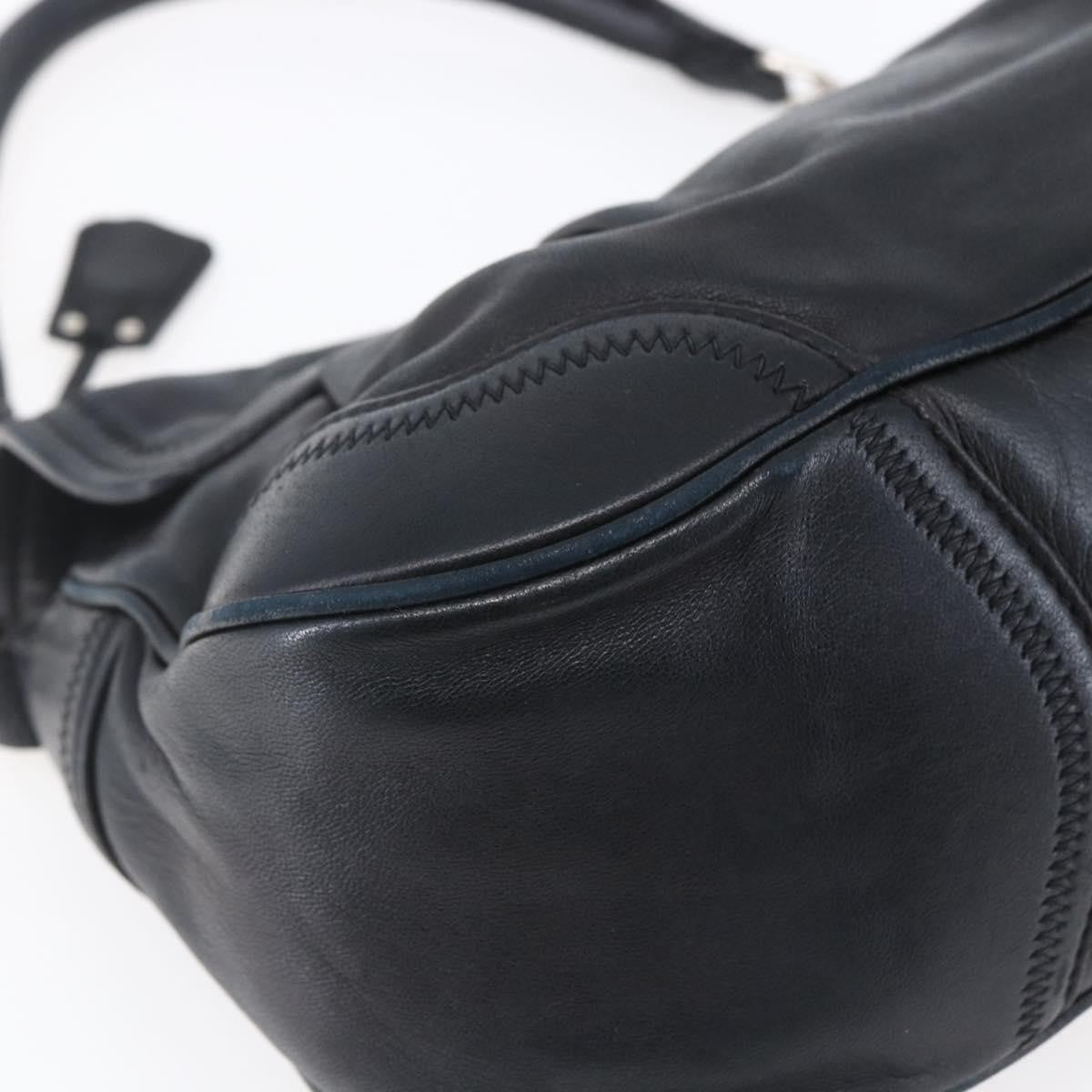 Prada Pushlock Shoulder Bag Leather Black Leather Shoulder Bag Bag (Pre-Owned)