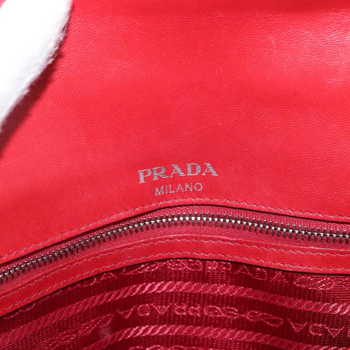 Prada Gaufre Chain Flap Shoulder Bag Nappa Leather Red Leather Shoulder Bag Bag (Pre-Owned)