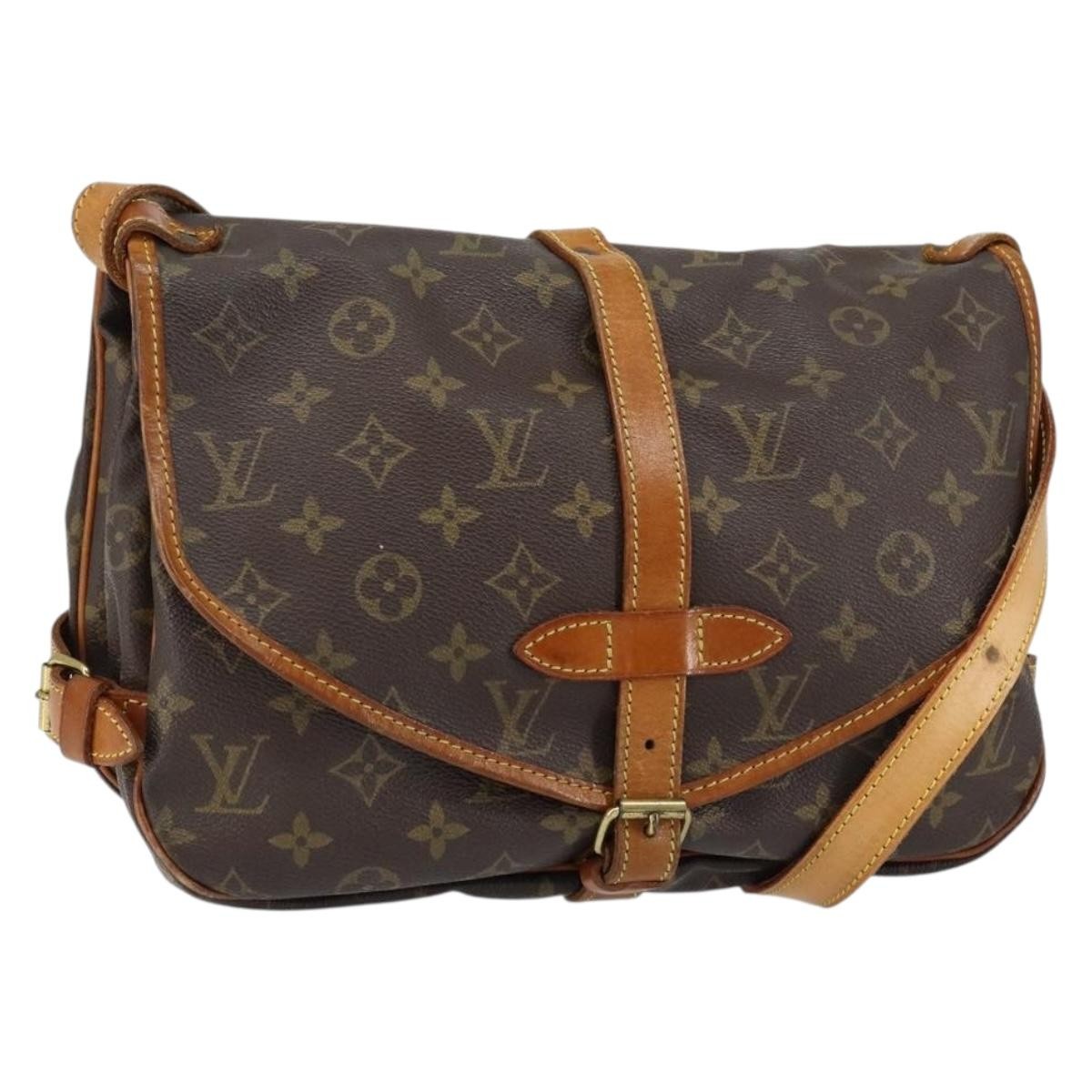 Louis Vuitton Saumur Handbag Monogram Canvas Brown Canvas Shoulder Bag Bag (Pre-Owned)