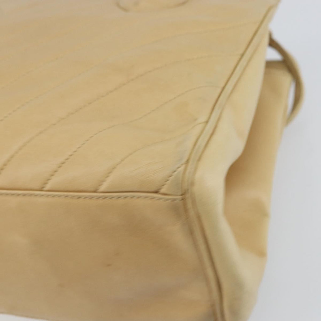 Chanel Vintage Convertible Tote Chevron Lambskin Beige Leather Tote Bag Bag (Pre-Owned)