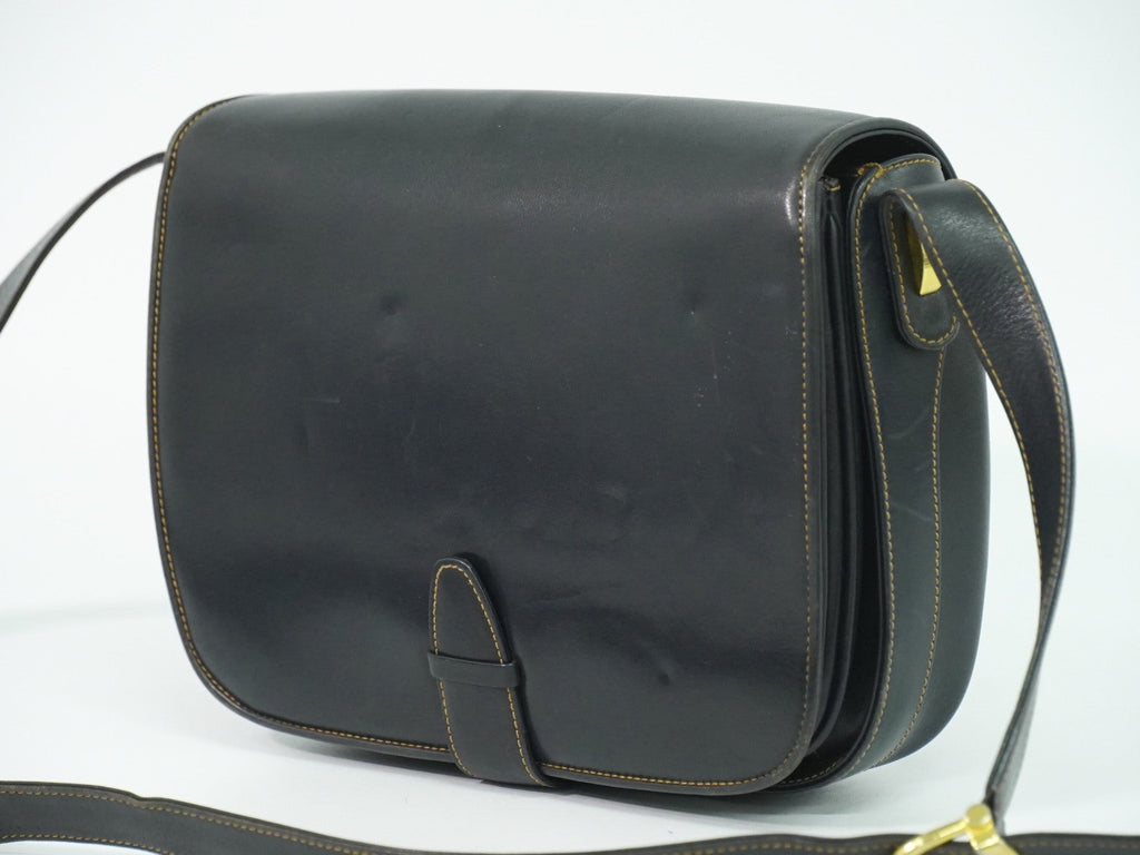 Gucci Vintage Shoulder Bag Leather Navy Leather Shoulder Bag Bag (Pre-Owned)