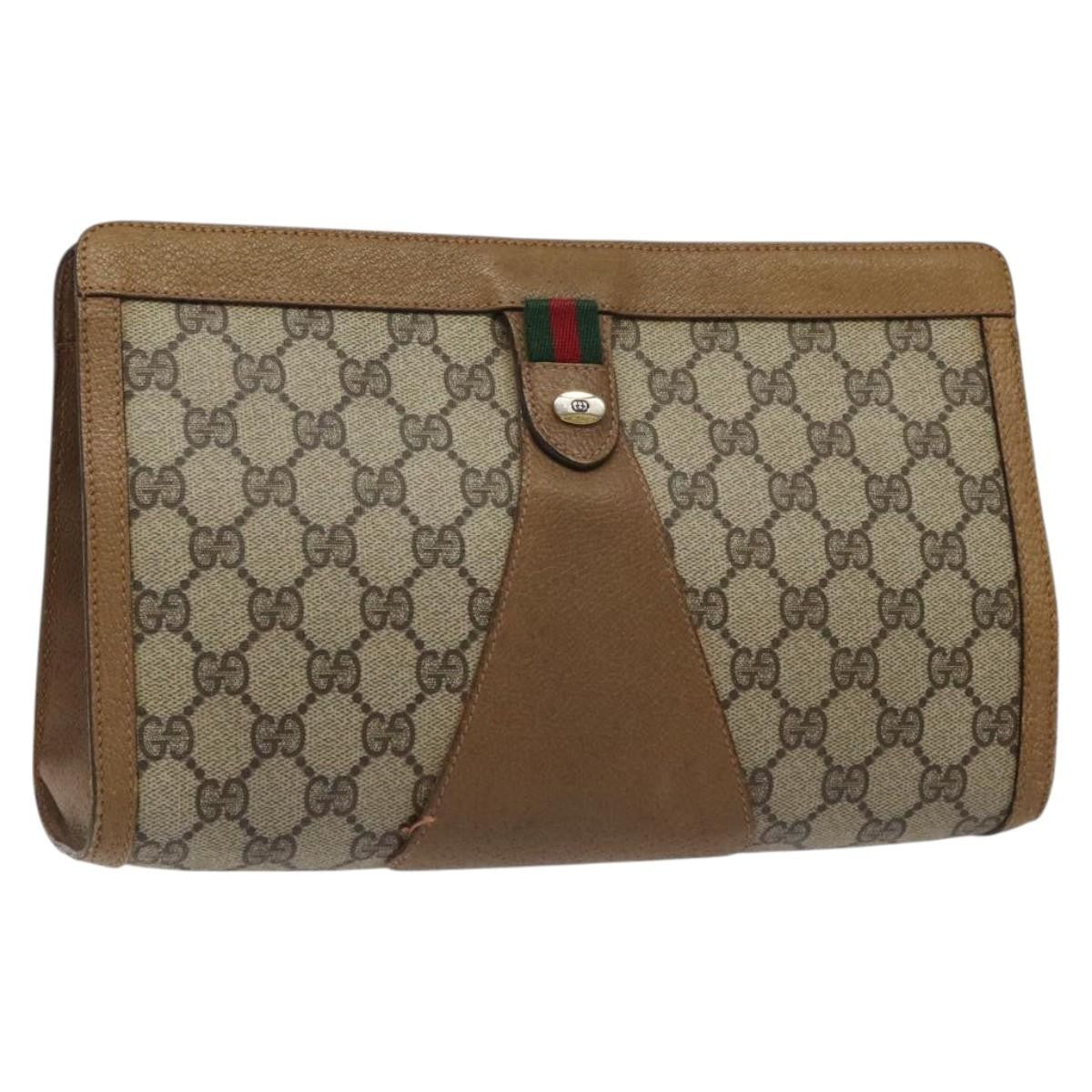 Gucci Sherry Line Pouch Canvas Beige Canvas Clutche & Pouche Bag (Pre-Owned)