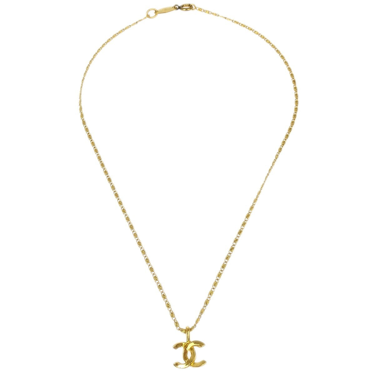 Chanel Cc Pendant Necklace Metal Gold Gold_Plated Necklace Jewelry (Pre-Owned)