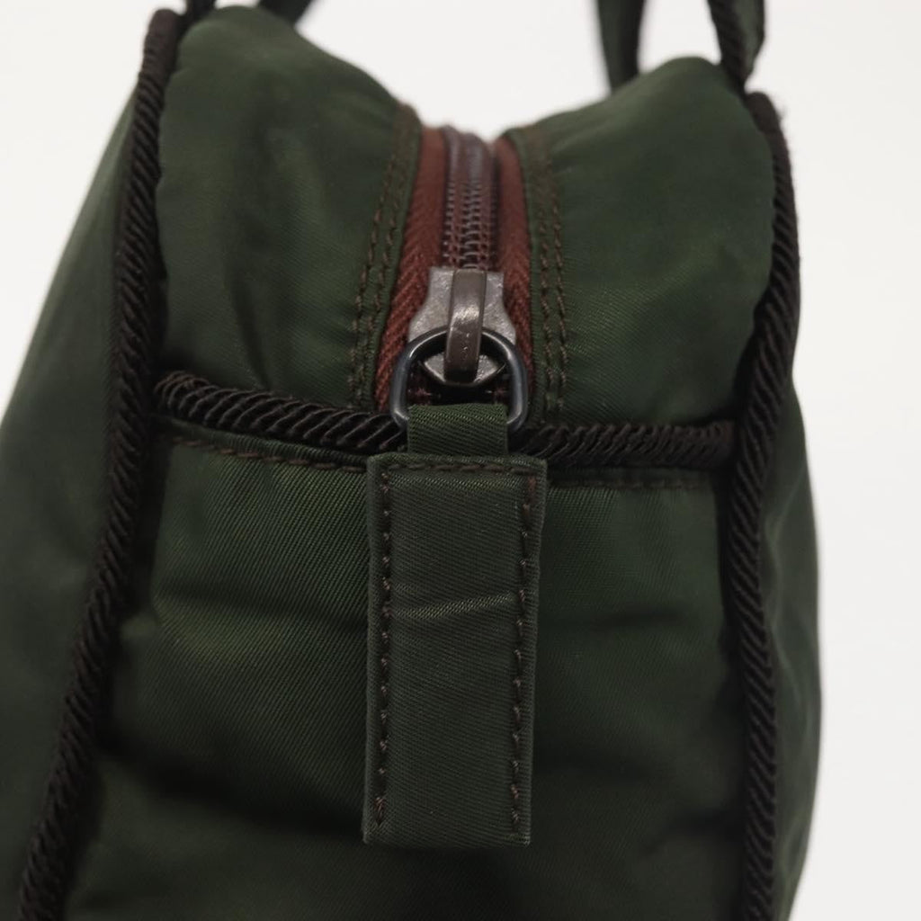 Prada Vintage Handbag Tessuto Khaki Nylon Handbag (Pre-Owned)