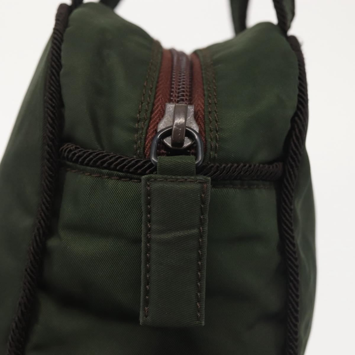 Prada Vintage Handbag Tessuto Khaki Nylon Handbag (Pre-Owned)