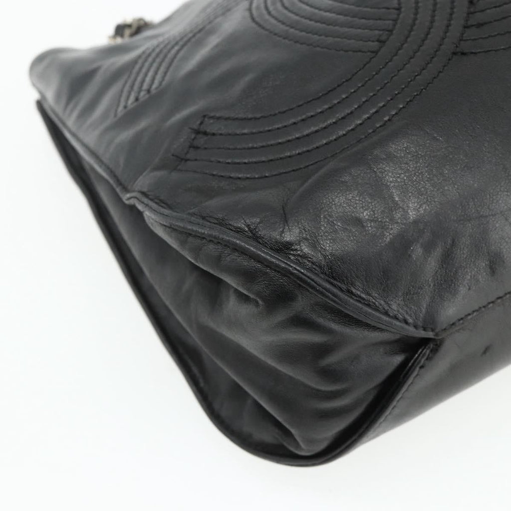 Chanel Vintage Cc Shoulder Bag Lambskin Black Leather Shoulder Bag Bag (Pre-Owned)