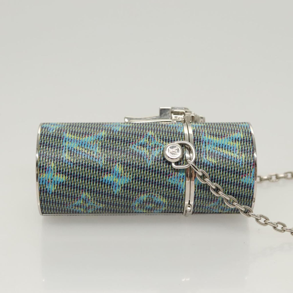 Louis Vuitton Lipstick Case On Chain Damier Monogram Lv Pop Canvas Blue Canvas Clutche & Pouche Bag (Pre-Owned)