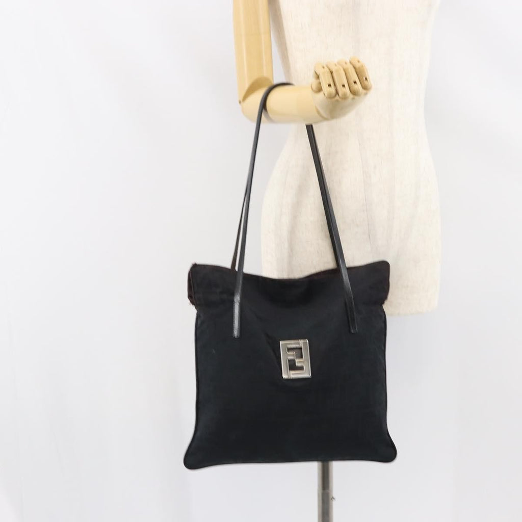 Fendi Zucca Tote Bag Canvas Black Canvas Tote Bag Bag (Pre-Owned)