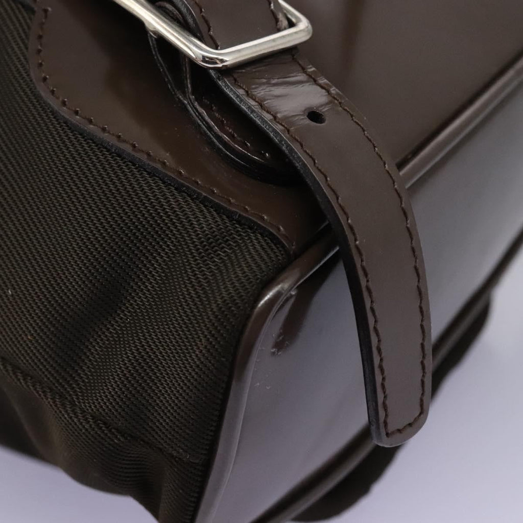 Gucci Vintage Bamboo Backpack Nylon And Patent Leather Brown Nylon Backpack Bag (Pre-Owned)