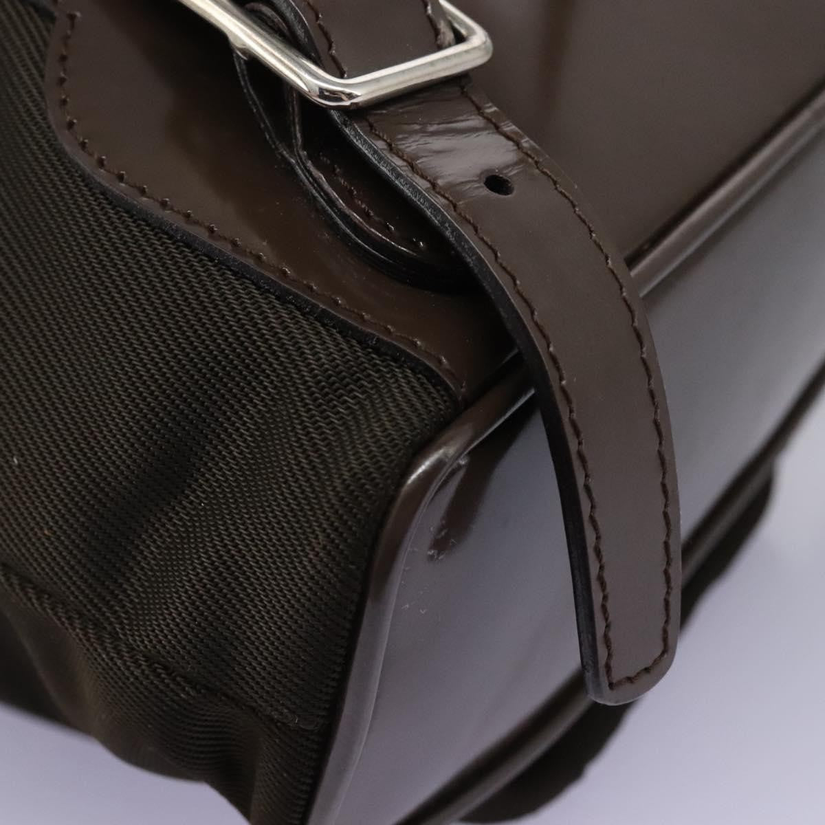 Gucci Vintage Bamboo Backpack Nylon And Patent Leather Brown Nylon Backpack Bag (Pre-Owned)