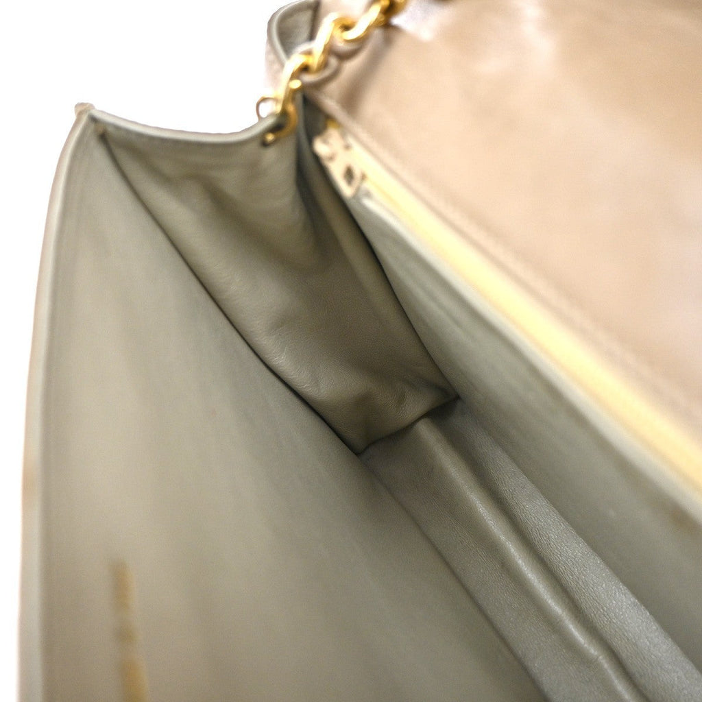 Chanel Diamond Cc Flap Bag Quilted Lambskin Beige Leather Shoulder Bag Bag (Pre-Owned)