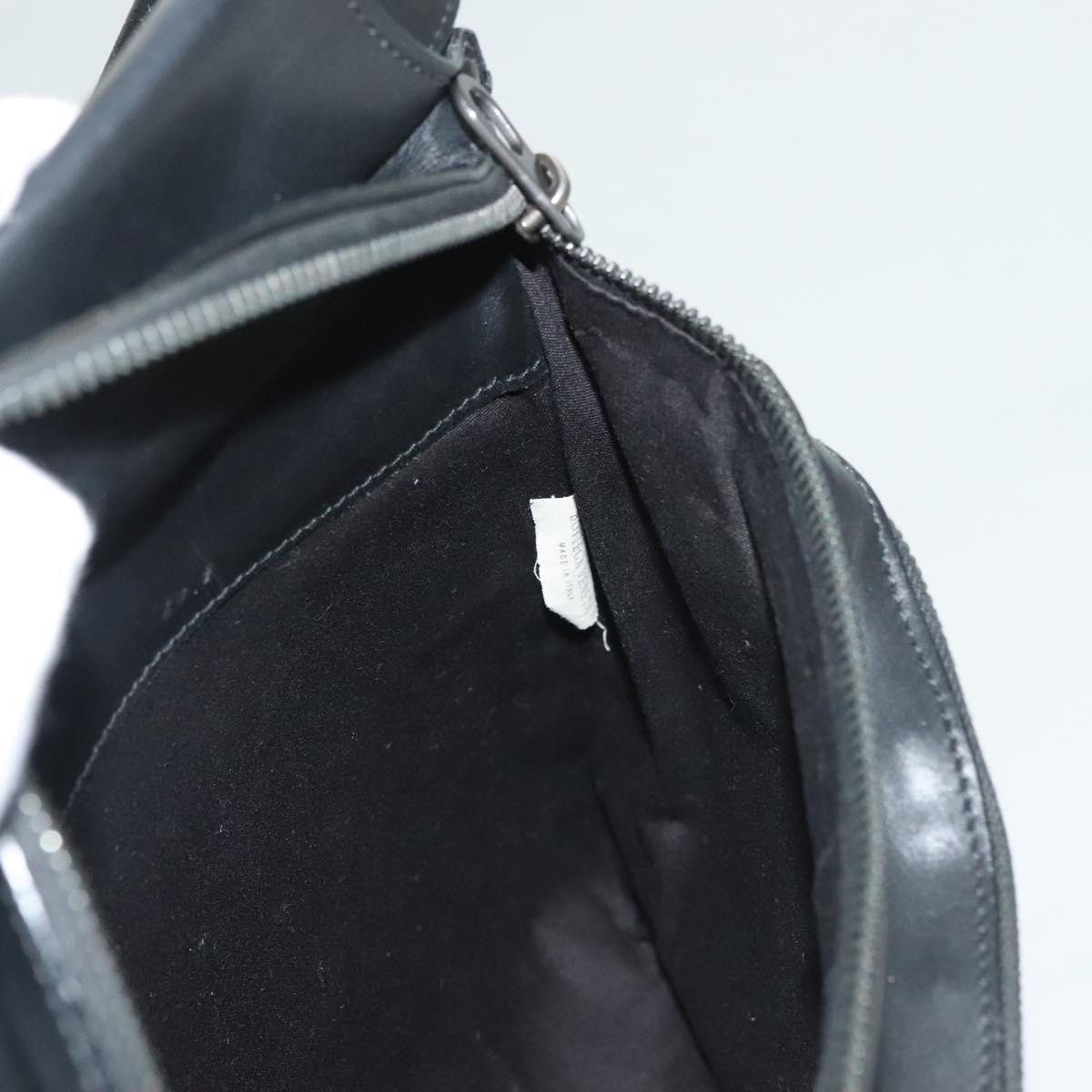 Bottega Veneta Utility Waist Bag Leather With Intrecciato Black Leather Bag (Pre-Owned)