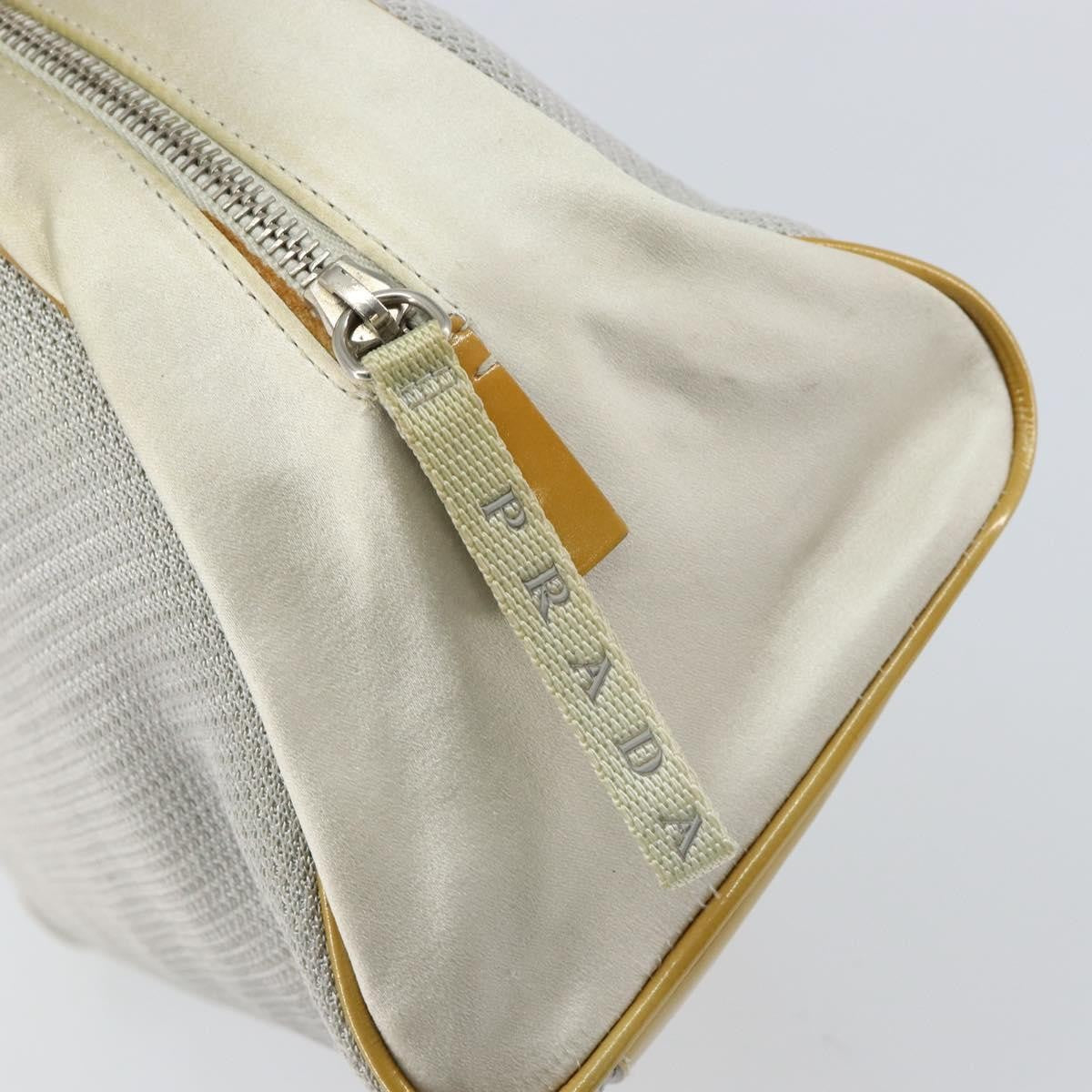 Prada Vintage Zip Handbag Tessuto Silver Nylon Handbag (Pre-Owned)