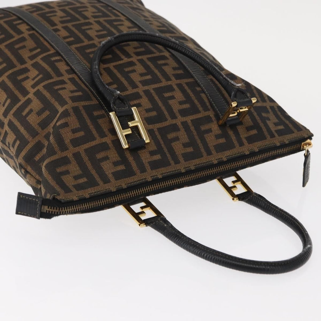 Fendi Zucca Tote Bag Canvas Black Canvas Tote Bag Bag (Pre-Owned)