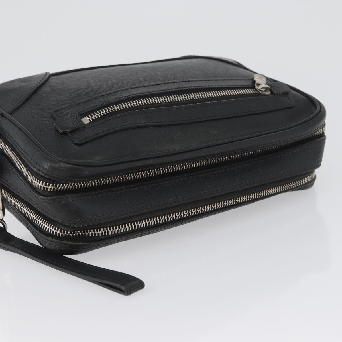 Louis Vuitton Pavel Handbag Taiga Leather Black Leather Clutche & Pouche Bag (Pre-Owned)