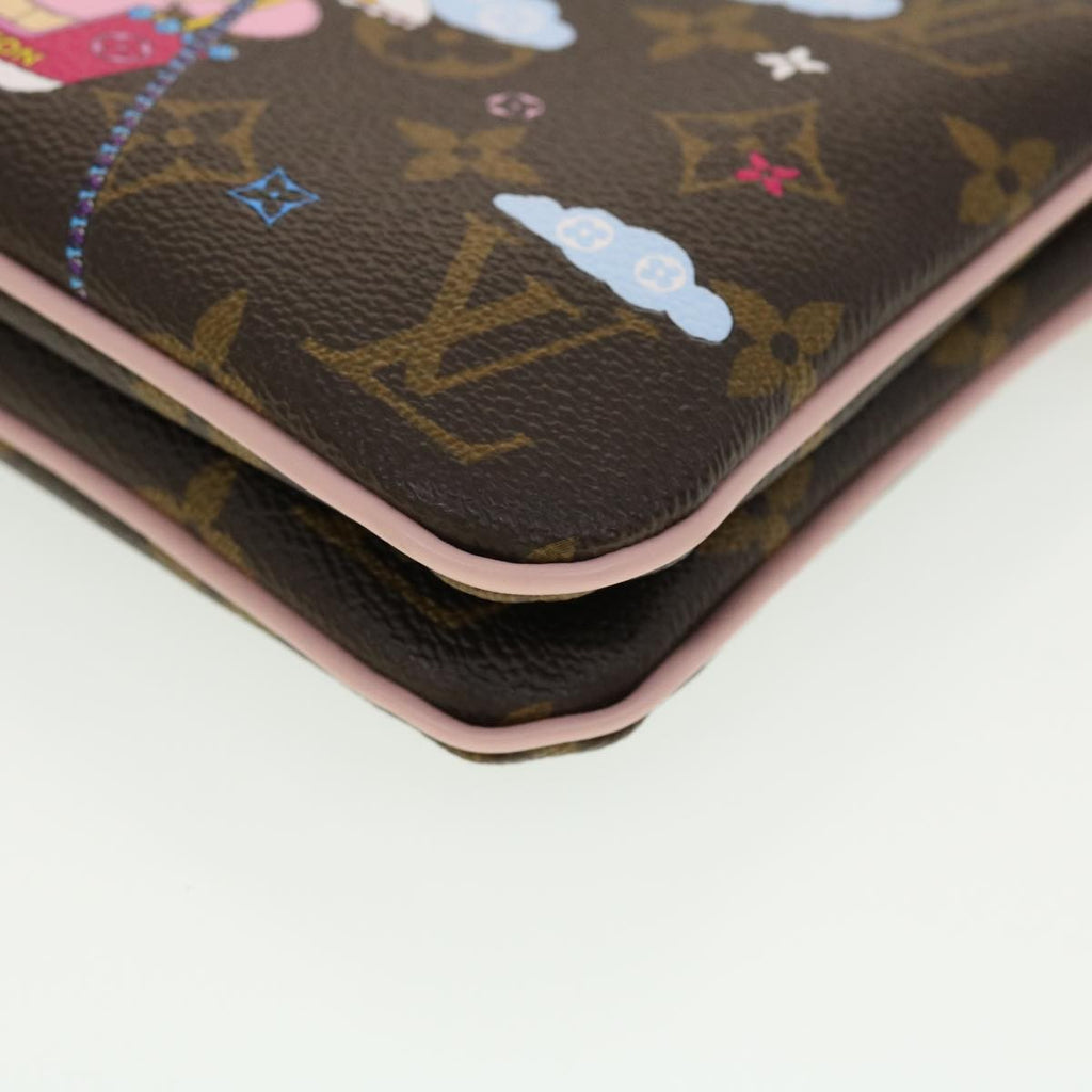Louis Vuitton Double Zip Pochette Limited Edition Vivienne Xmas Monogram Canvas Brown Canvas Clutche & Pouche Bag (Pre-Owned)