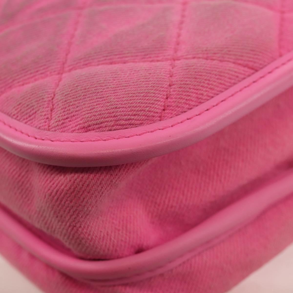 Chanel Flap Messenger Bag Quilted Denim Pink Canvas Shoulder Bag Bag (Pre-Owned)