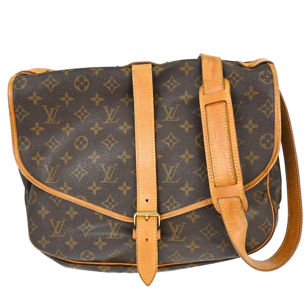 Louis Vuitton Saumur Handbag Monogram Canvas Brown Canvas Shoulder Bag Bag (Pre-Owned)