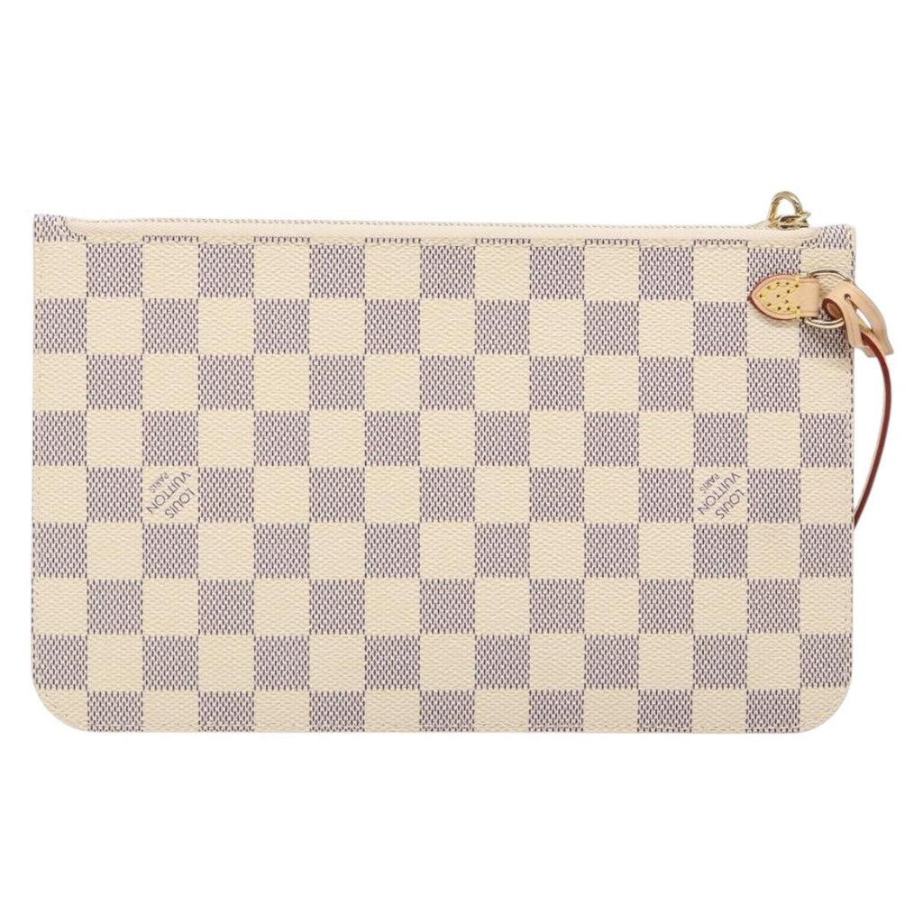 Louis Vuitton Neverfull Pochette Damier White Canvas Bag (Pre-Owned)