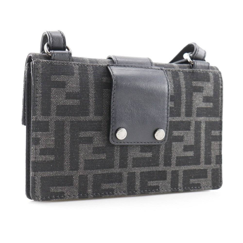 Fendi Baguette Convertible Belt Bag Zucca Canvas Black Canvas Shoulder Bag Bag (Pre-Owned)