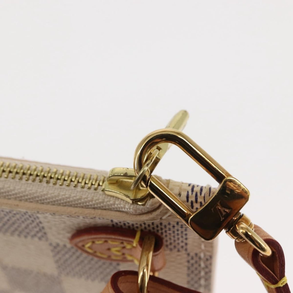 Louis Vuitton Neverfull Pochette Damier White Canvas Clutche & Pouche Bag (Pre-Owned)