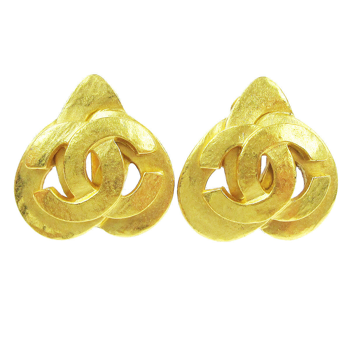 Chanel Vintage Cc Heart Clip-On Earrings Metal Gold Gold_Plated Earrings Jewelry (Pre-Owned)