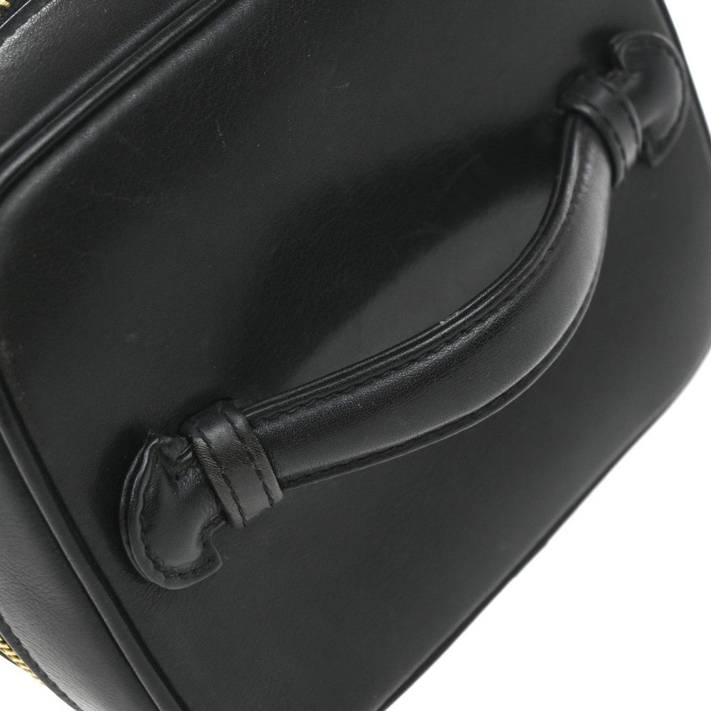 Chanel Vintage Cosmetic Case Quilted Lambskin Black Leather Handbag (Pre-Owned)