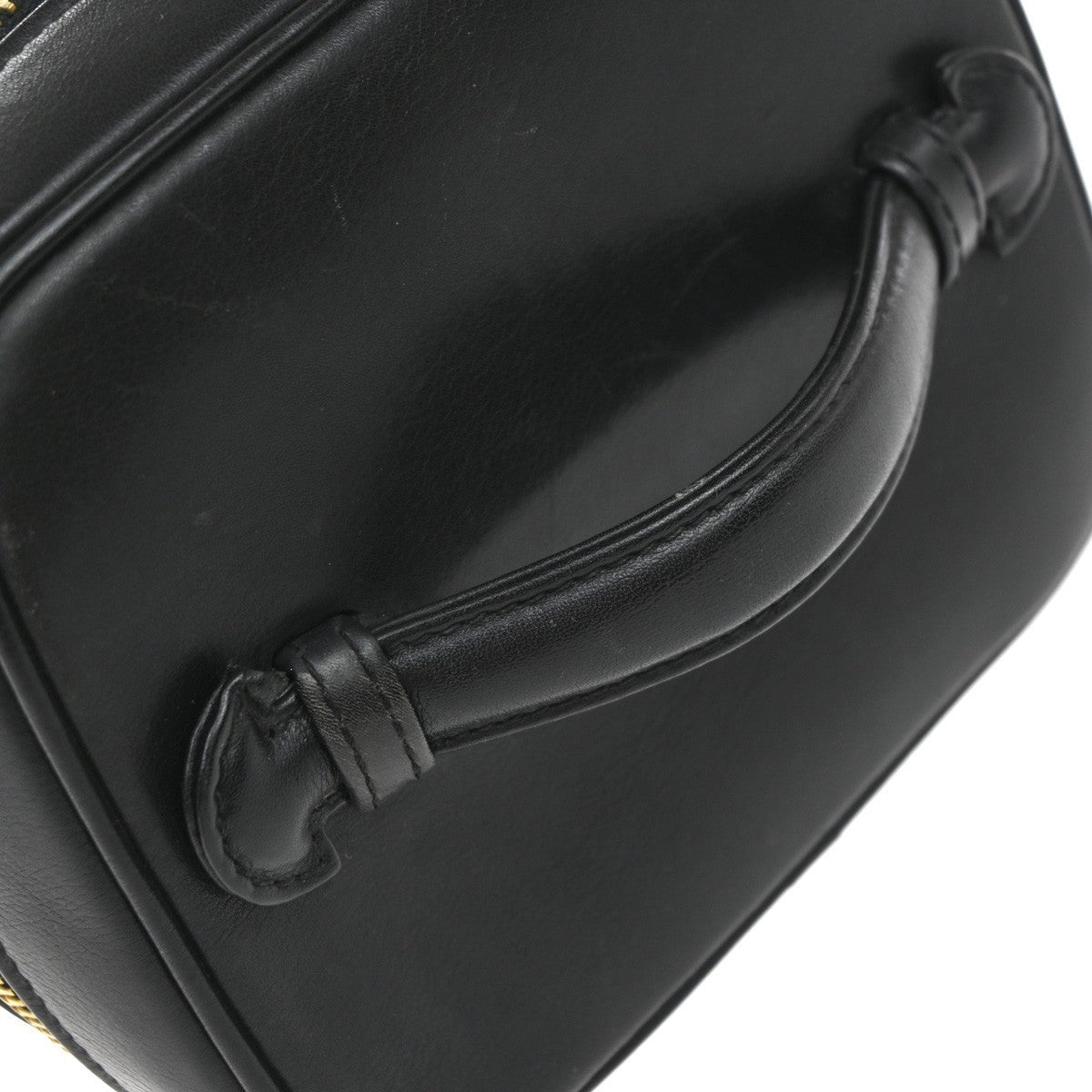 Chanel Vintage Cosmetic Case Quilted Lambskin Black Leather Handbag (Pre-Owned)
