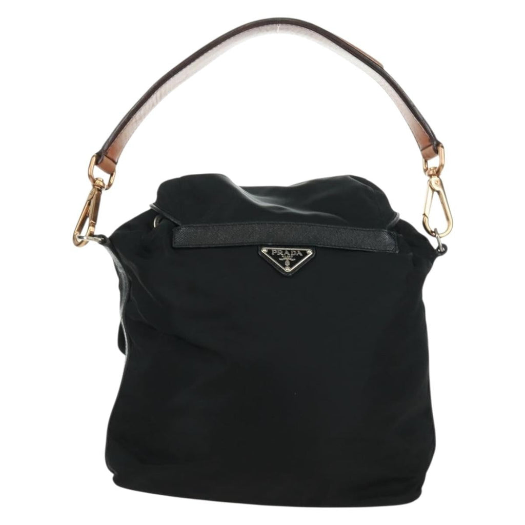 Prada Double Pocket Drawstring Shoulder Bag Tessuto Black Nylon Shoulder Bag Bag (Pre-Owned)