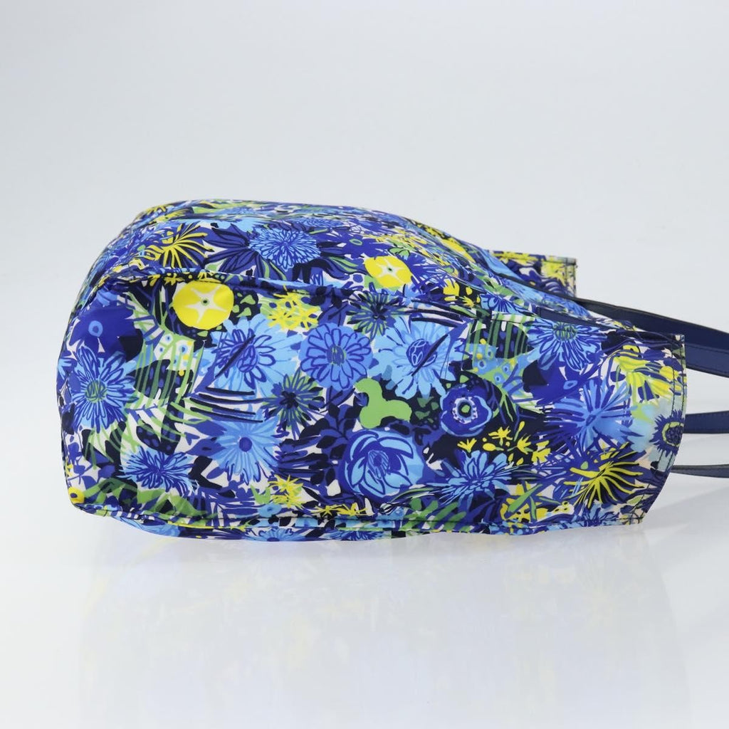 Prada Floreal Tote Printed Tessuto Blue Nylon Tote Bag Bag (Pre-Owned)