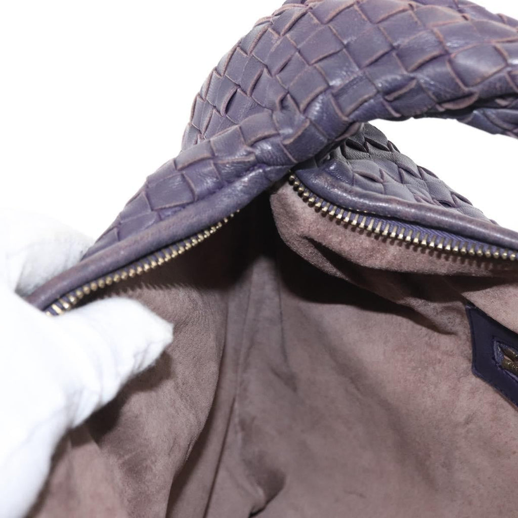 Bottega Veneta Veneta Hobo Pleated Intrecciato Nappa Purple Leather Shoulder Bag Bag (Pre-Owned)