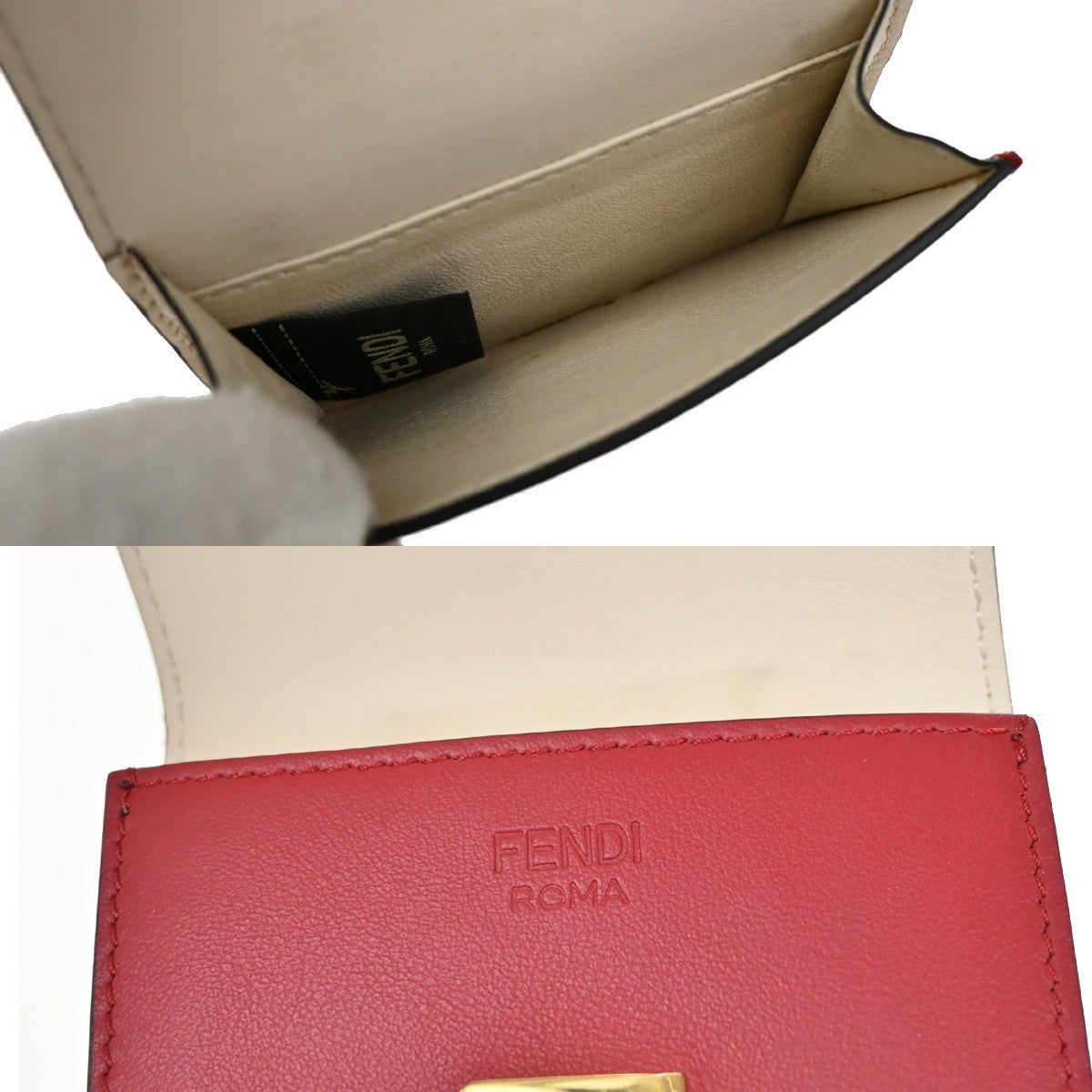 Fendi Peekaboo Wallet Leather Red Leather Wallets Accessory (Pre-Owned)
