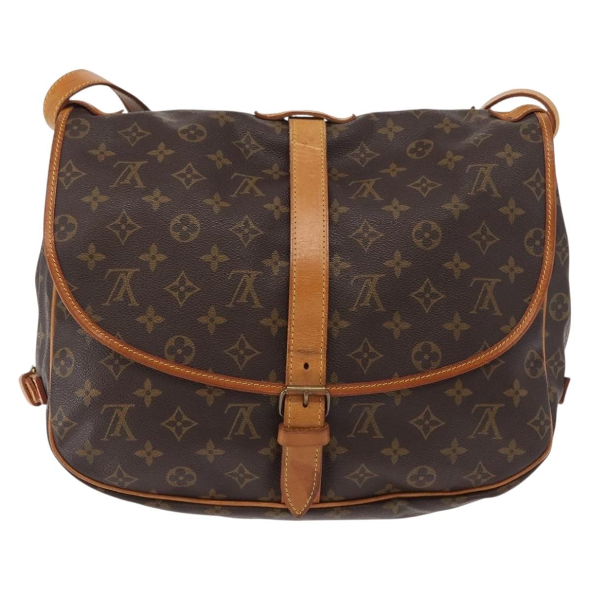 Louis Vuitton Saumur Handbag Monogram Canvas Brown Canvas Shoulder Bag Bag (Pre-Owned)