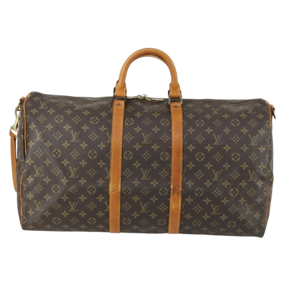 Louis Vuitton Keepall Bandouliere Bag Monogram Canvas Brown Canvas Travel Bag Bag (Pre-Owned)