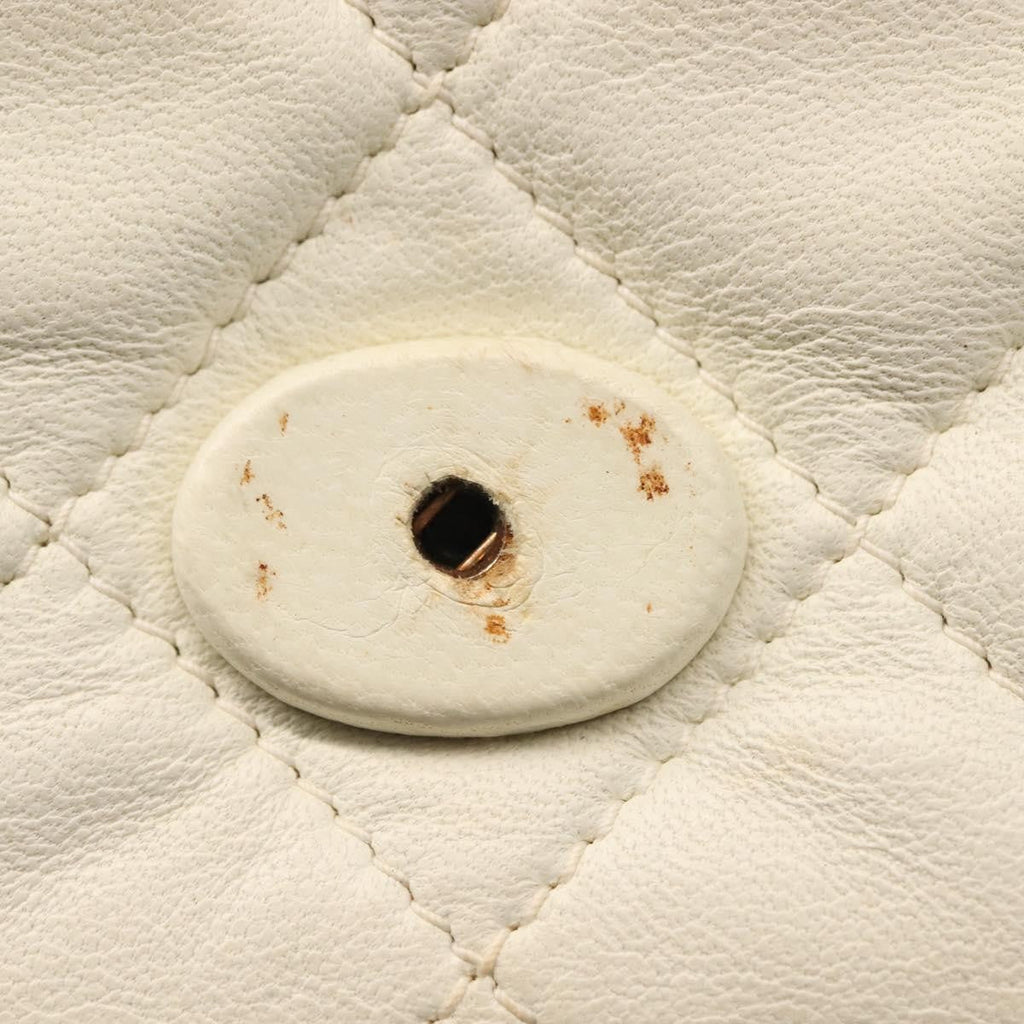 Chanel Full Flap Wallet On Chain Quilted Lambskin White Leather Clutche & Pouche Bag (Pre-Owned)