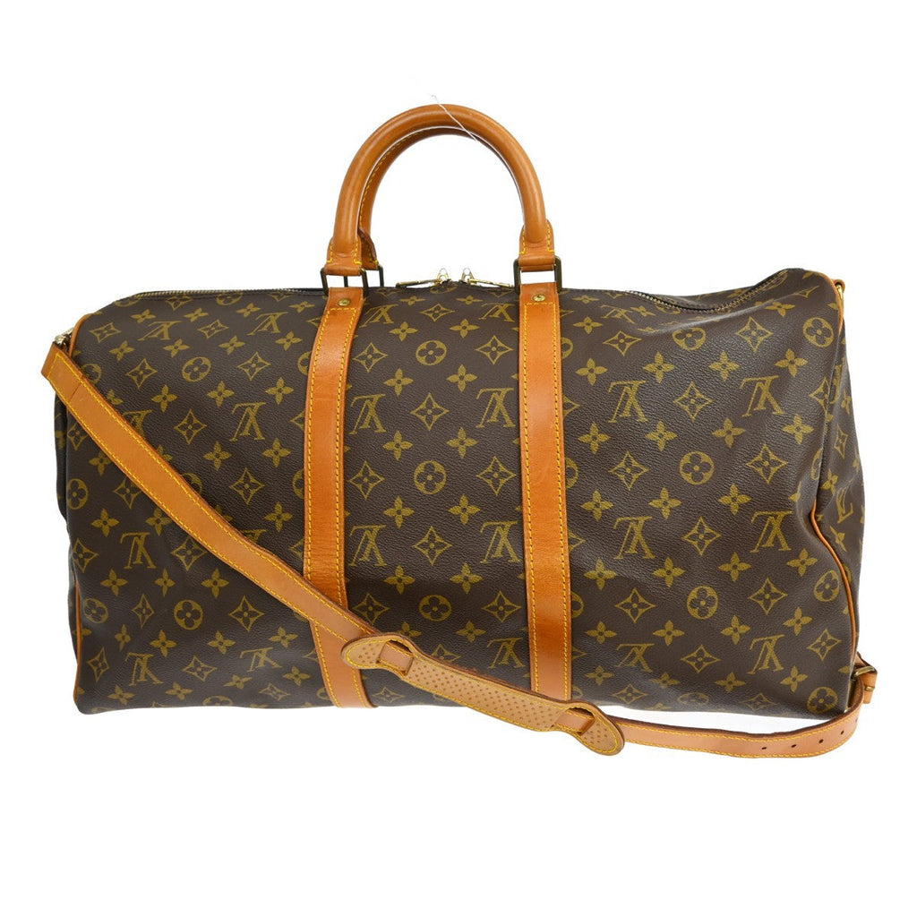 Louis Vuitton Keepall Bandouliere Bag Monogram Canvas Brown Canvas Travel Bag Bag (Pre-Owned)