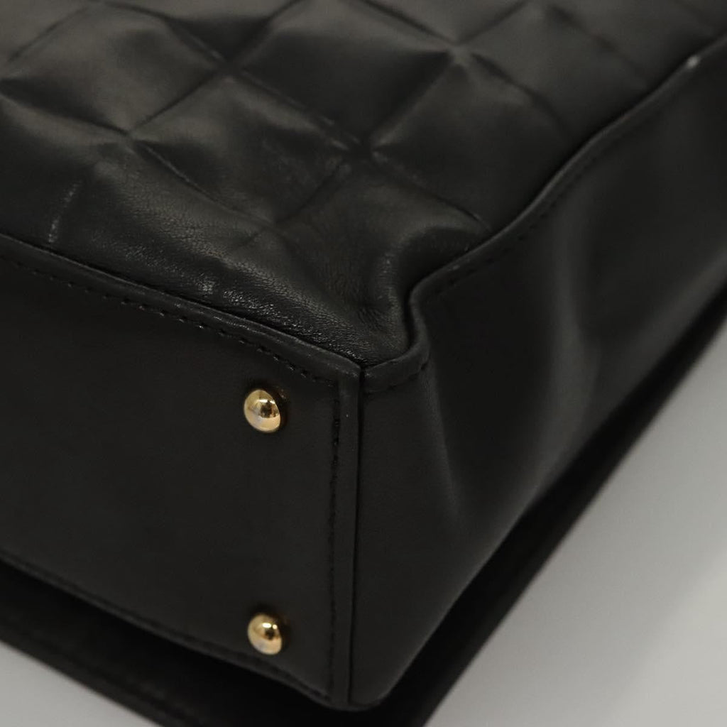 Chanel Chocolate Bar Cc Shoulder Bag Quilted Leather Black Leather Shoulder Bag Bag (Pre-Owned)