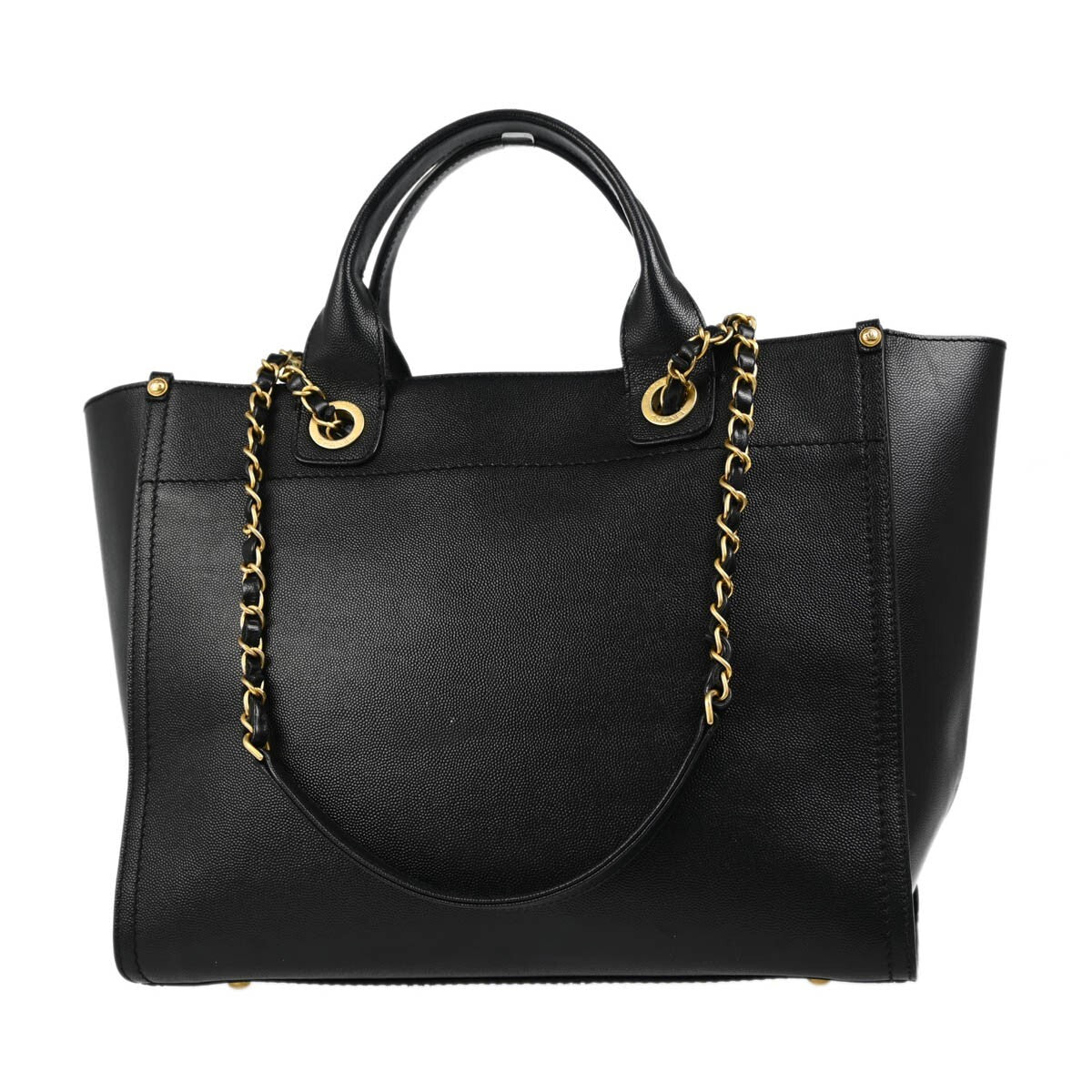 Chanel Deauville Tote Studded Caviar Black Leather Tote Bag Bag (Pre-Owned)