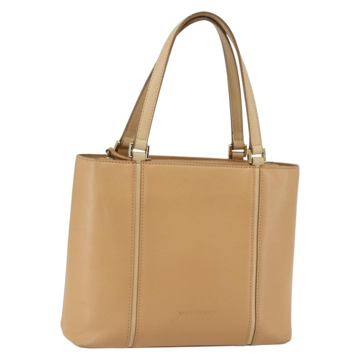 Burberry Vintage Handbag Leather Beige Leather Handbag (Pre-Owned)