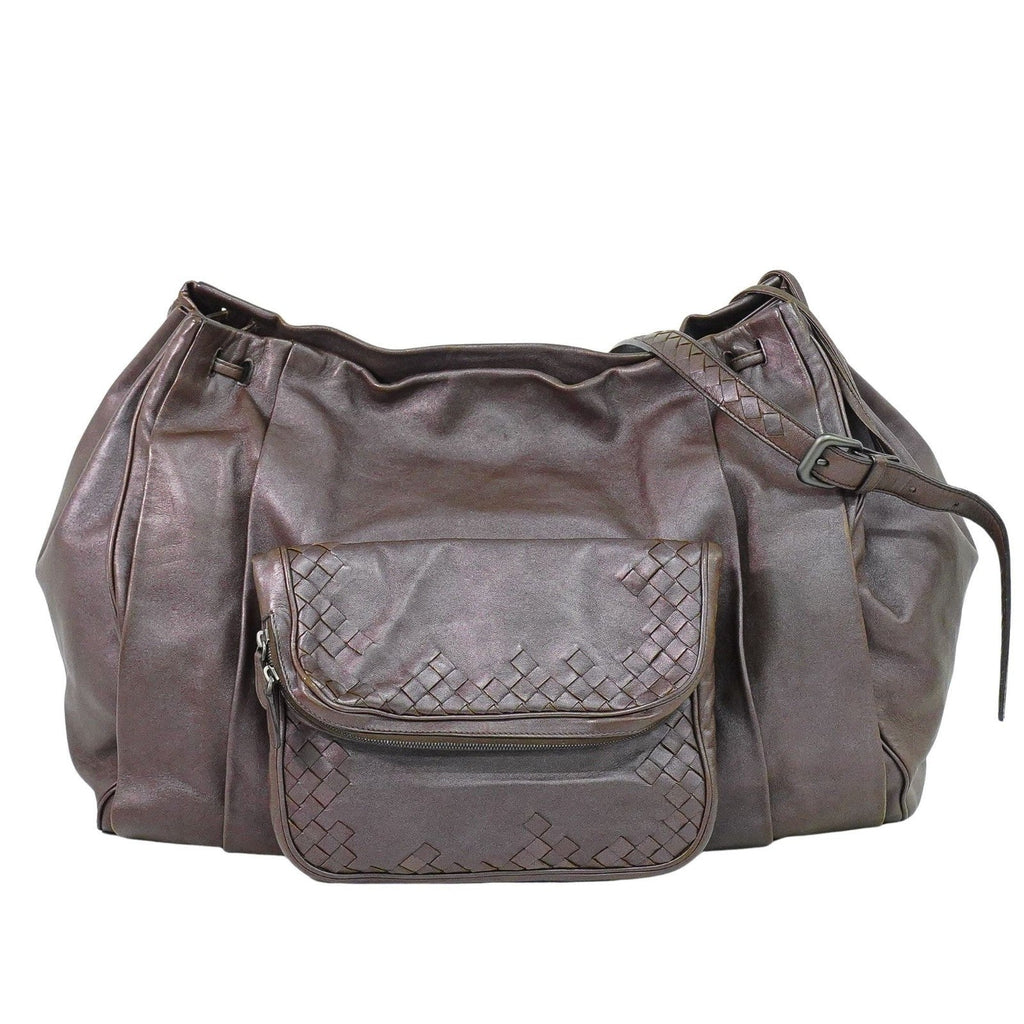 Bottega Veneta Intrecciato Shoulder Bag Leather Brown Leather Shoulder Bag Bag (Pre-Owned)