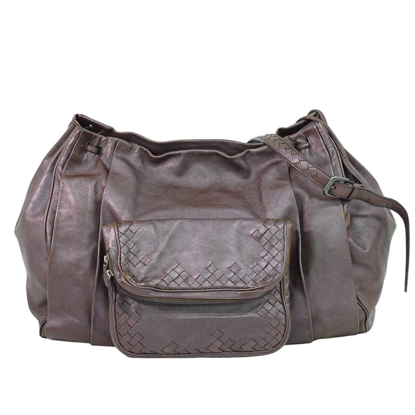 Bottega Veneta Intrecciato Shoulder Bag Leather Brown Leather Shoulder Bag Bag (Pre-Owned)