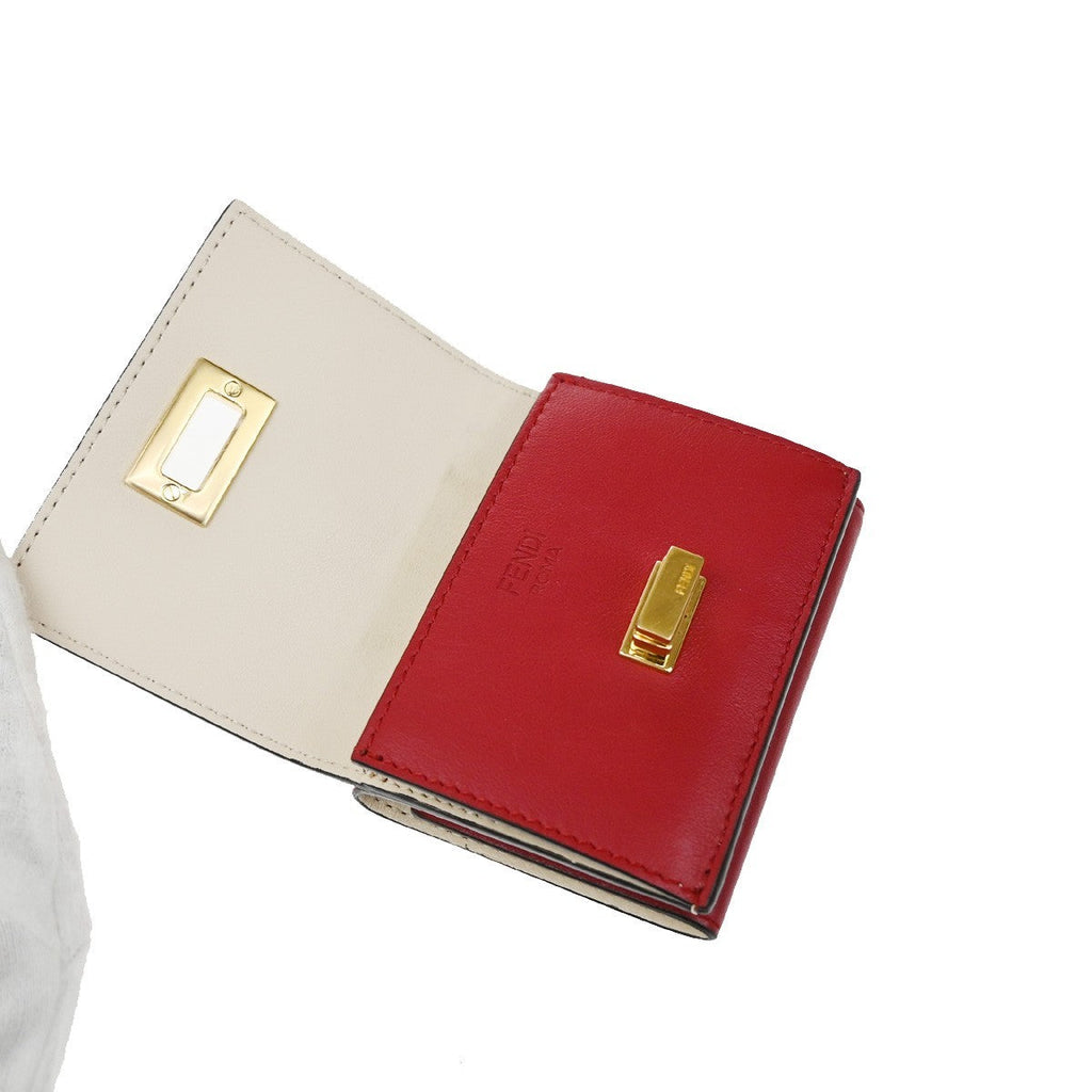 Fendi Peekaboo Wallet Leather Red Leather Wallets Accessory (Pre-Owned)