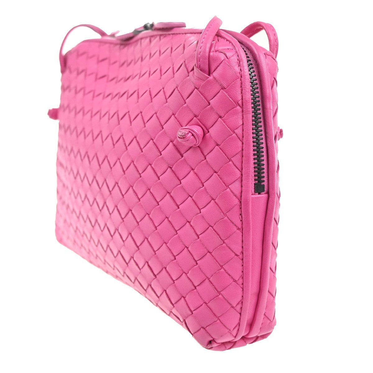 Bottega Veneta Nodini Crossbody Bag Intrecciato Nappa Pink Leather Shoulder Bag Bag (Pre-Owned)
